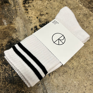 POLAR RIB SOCKS 2 STRIPES (WHITE/BLACK)