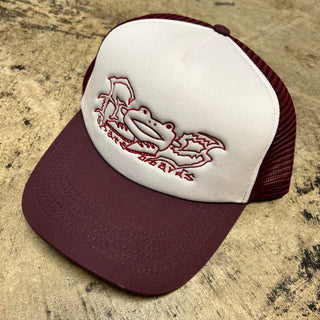 FROG BIG SHOES TRUCKER HAT (MAROON)