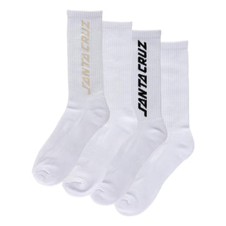 SANTA CRUZ SOLID STRIP 2-PACK CREW SOCKS (WHITE/MULTI)