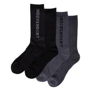 INDEPENDENT BASELINE 2-PACK CREW SOCKS (BLACK/CHARCOAL)