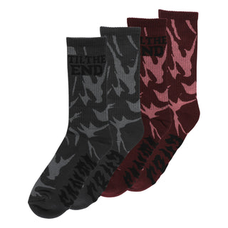 SANTA CRUZ TTE MESSENGER 2-PACK CREW SOCKS (SMOKE BLACK/WINE)