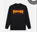 THRASHER FLAME LONGSLEEVE (BLACK)