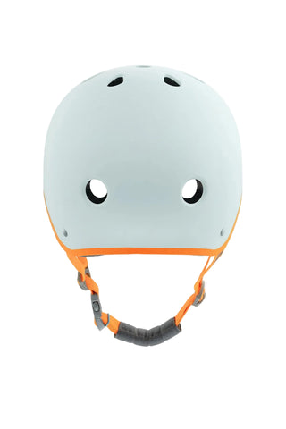 Light blue helmet with orange accents on a white background
